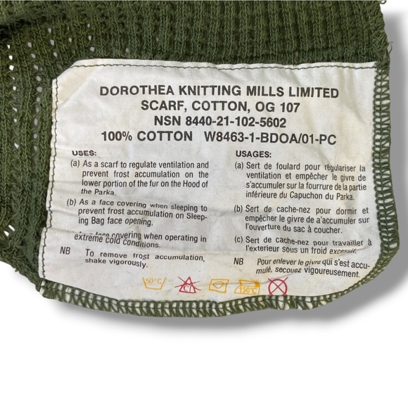 Vintage 1960s-1970s Canadian Forces Knit Cotton Scarf, Extra Long 70 in. - Picture 6 of 6